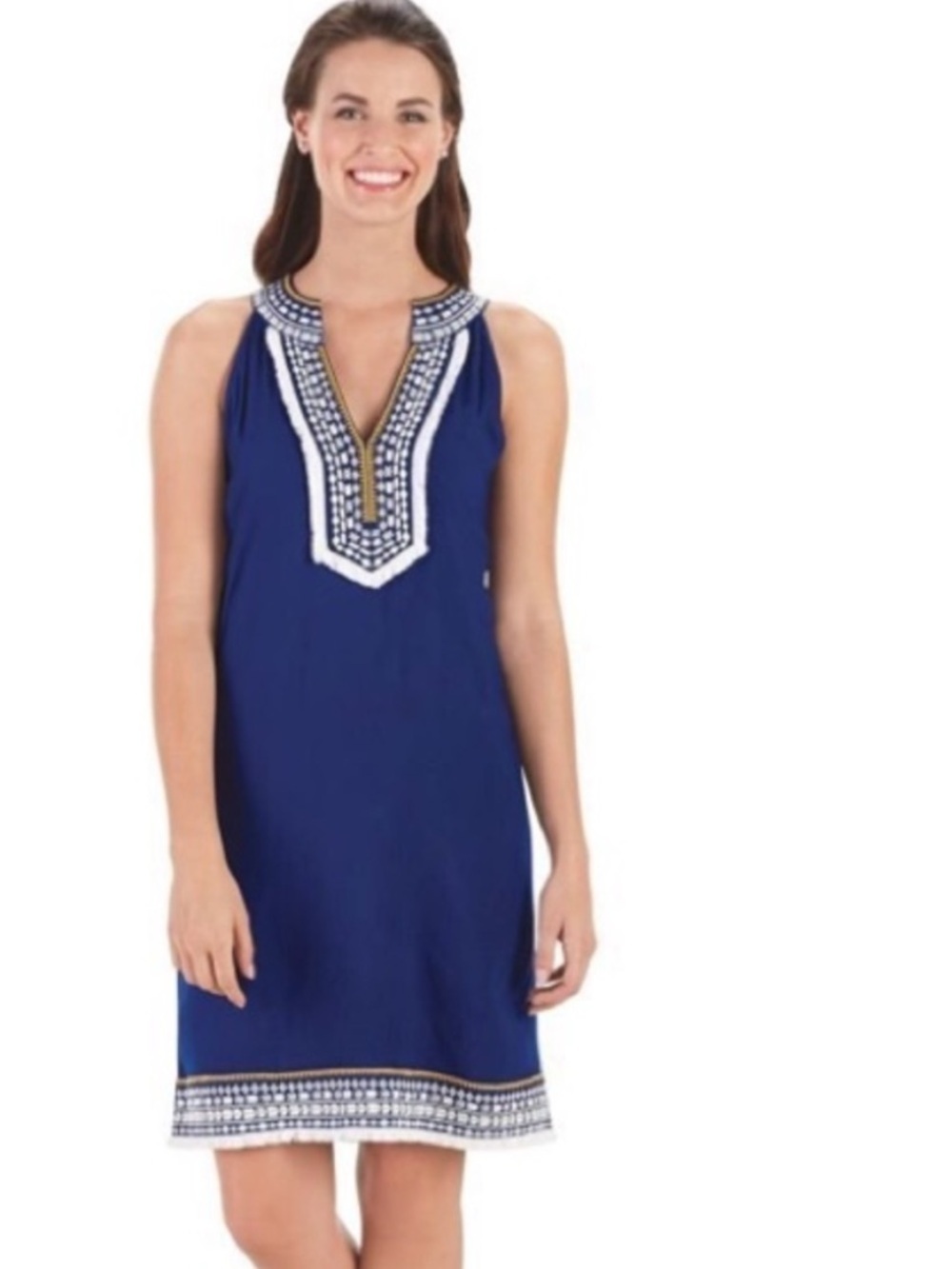 Mud Pie Summer Country Club Chic Royal Blue Collard Shift